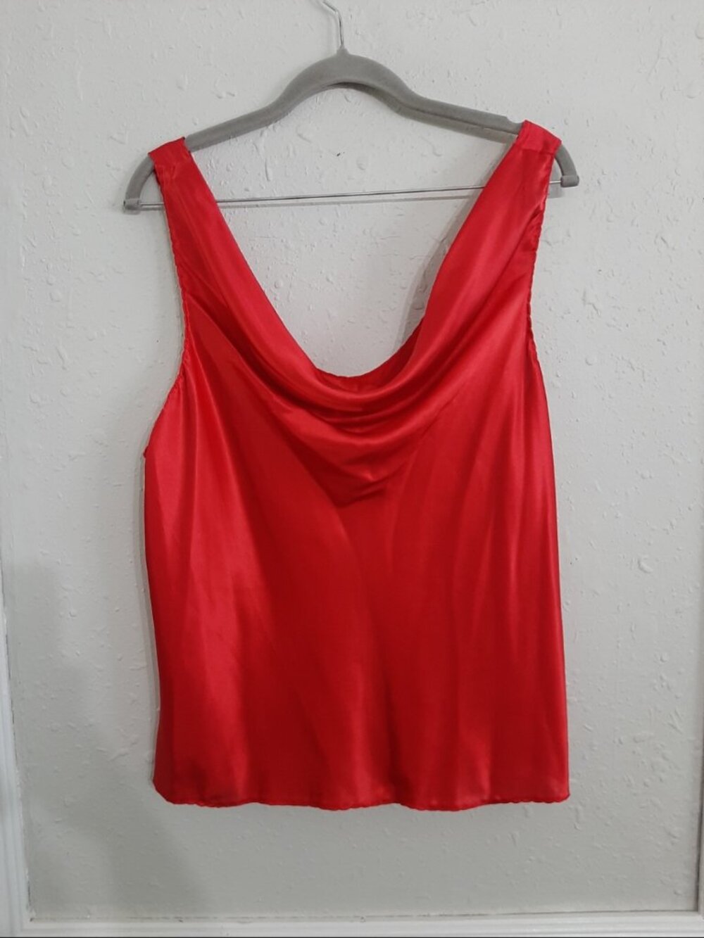 Vintage 90s y2k escapes satin tank lingerie top cowl neck cherry red evening